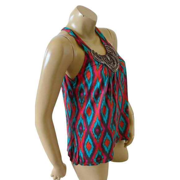 INC Petite Womens Size Small PS Beaded Sleeveless Boho Tribal Tank Top Shirt - Picture 3 of 6